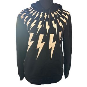 Neil Barrett Fair-Isle Thunderbolt Straight Bomber Fit Pullover Hoodie Size XS